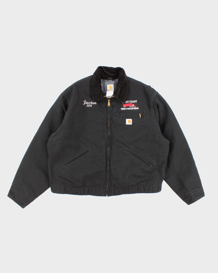 Vintage Carhartt Fleece Lined Black Work Wear Jacket - XXL