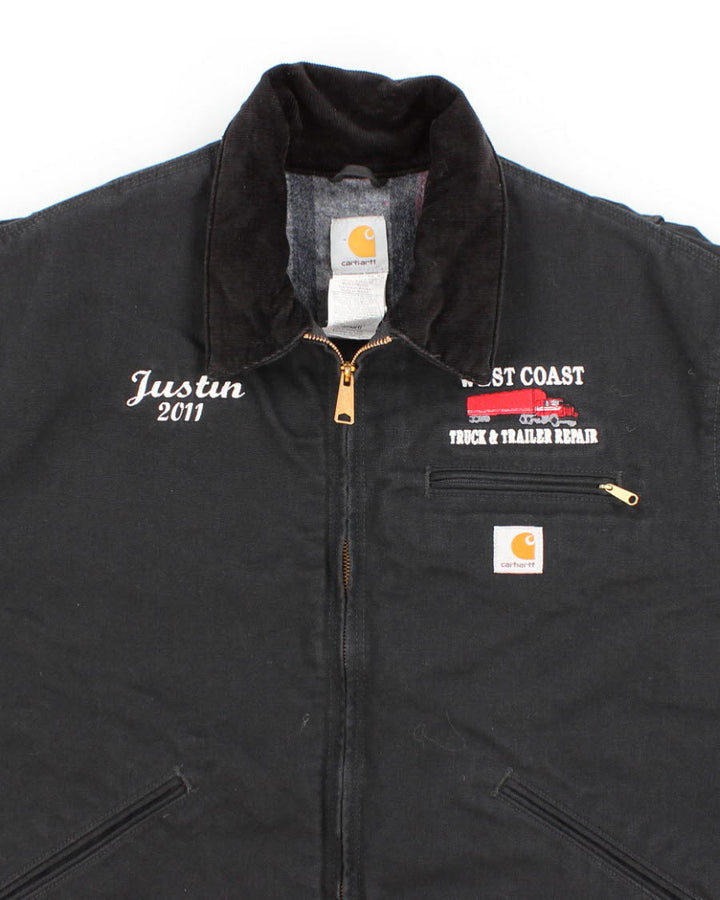 Vintage Carhartt Fleece Lined Black Work Wear Jacket - XXL