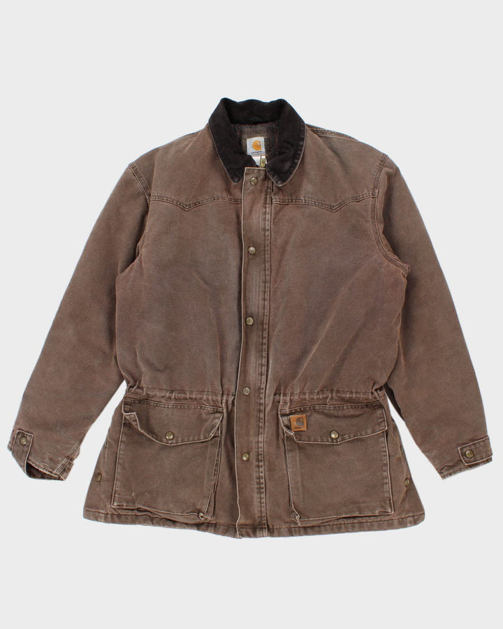 Vintage Carhartt Fleece Lined Brown Work Wear Coat - L