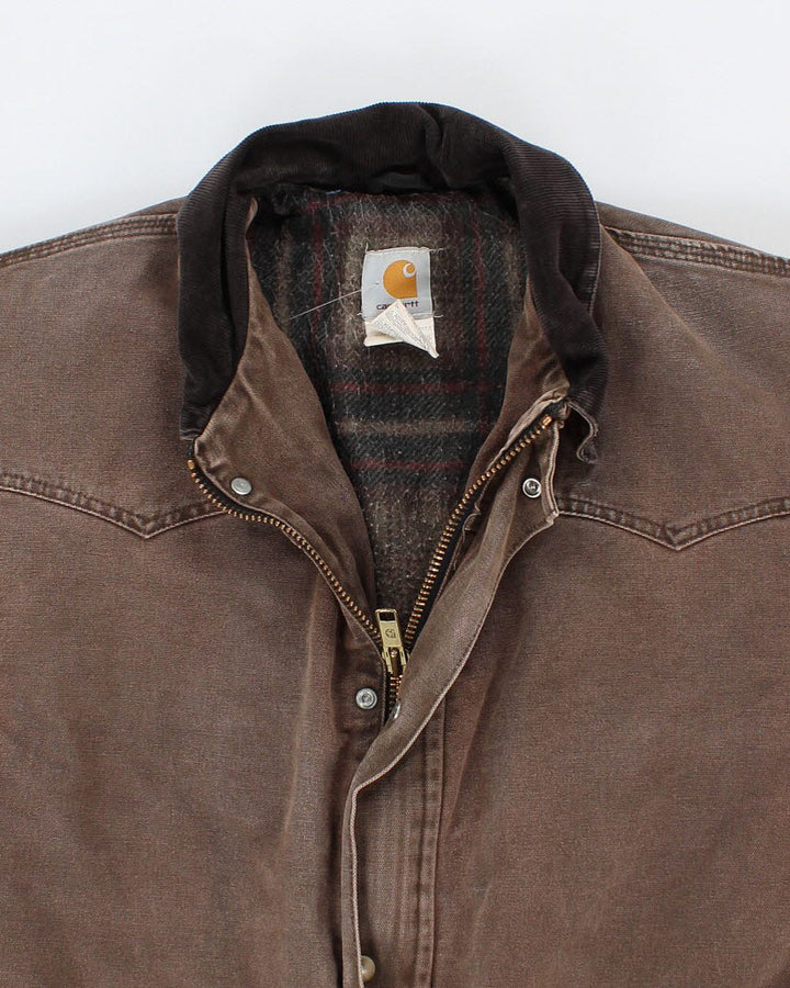 Vintage Carhartt Fleece Lined Brown Work Wear Coat - L