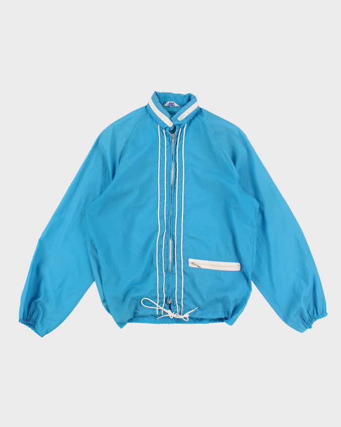 70's Vintage Men's Blue Striped Shell Racing Jacket - S