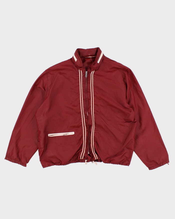 70's Vintage Men's Burgundy Hooded Shell Jacket - XL