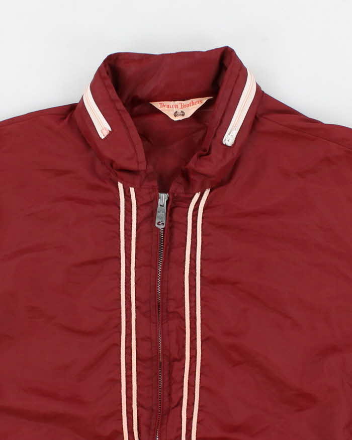 70's Vintage Men's Burgundy Hooded Shell Jacket - XL