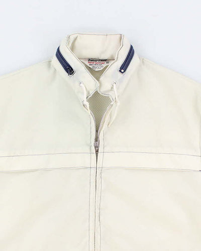70s Vintage Men's Cream Hooded Shell Jacket - M