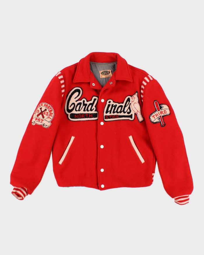 50s 60s vintage sports jacket ウール Mens Vintage 1960s Red Wool Cardinals Varsity Jacket - S – Rokit