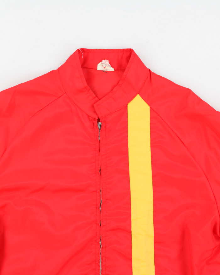 60s Vintage Men's Red tripped Racing Jacket - L
