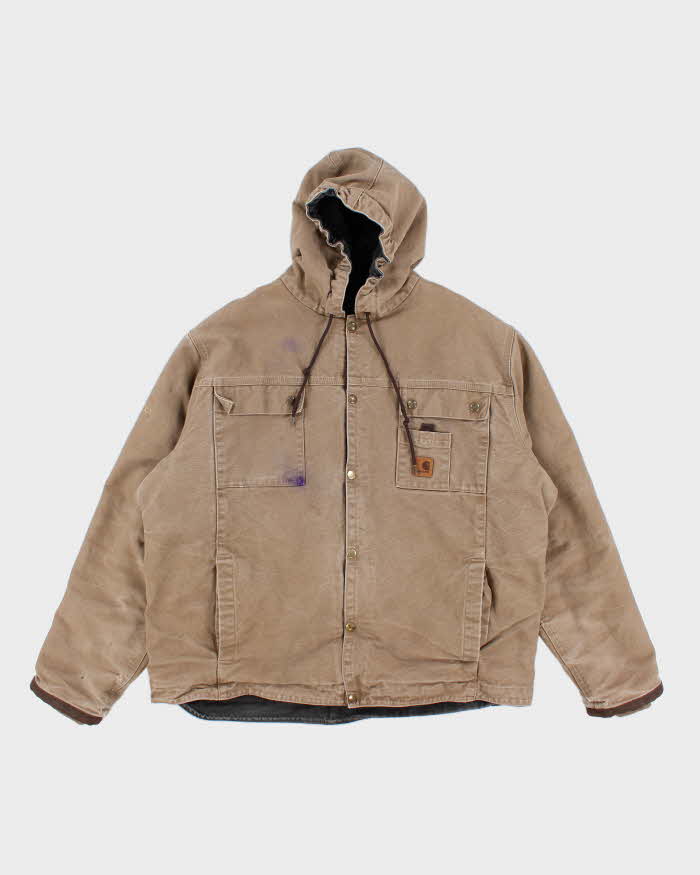 Veste de travail à capuche doublée polaire Carhartt des années 00 xl