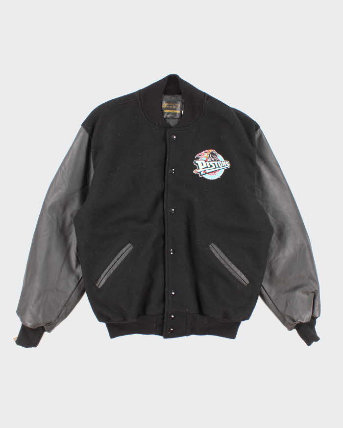 Vintage Men's Black Detroit Pistons Varsity Jacket - L