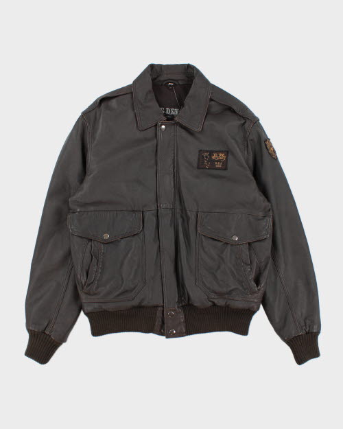 Vintage 2000's Leather Bomber Jacket - M – Rokit