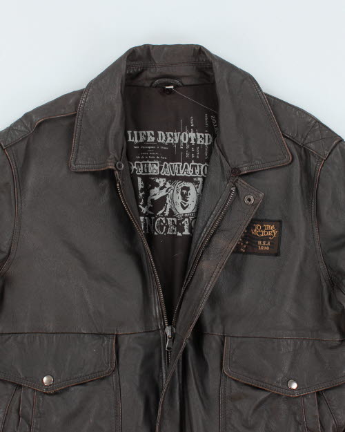 Vintage 2000's Leather Bomber Jacket - M