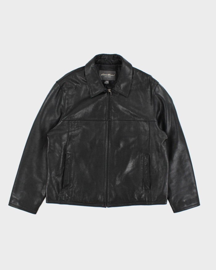 Vintage 90er-Jahre Eddie Bauer schwere Lederjacke mit Kragen – L