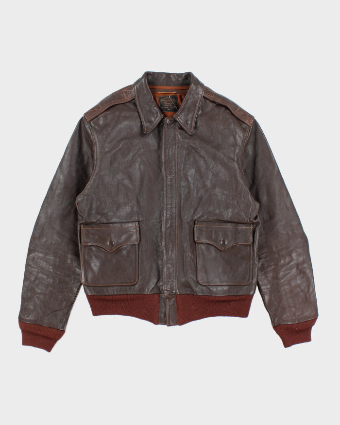 Vintage 80's Type 2 Military Style Leather Flight Jacket - M – Rokit