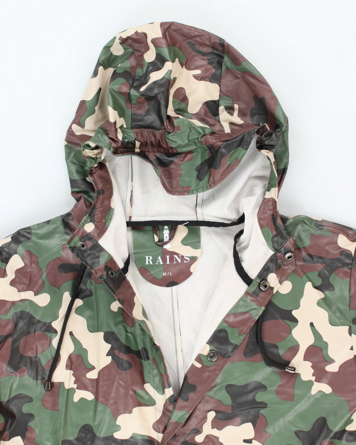 Vintage Rains Camouflage Waterproof Hooded Jacket - M