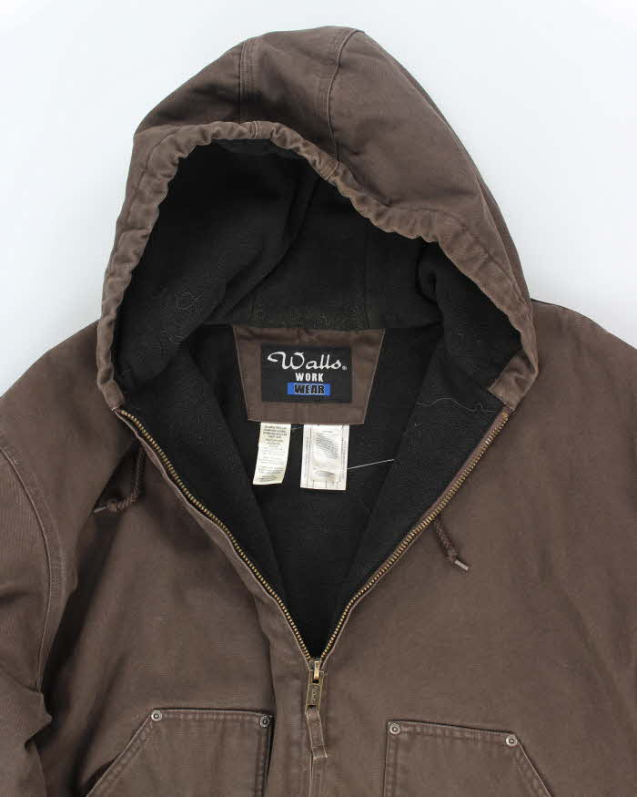 Vintage 00s Walls Hooded Brown Workwear Jacket - XXL