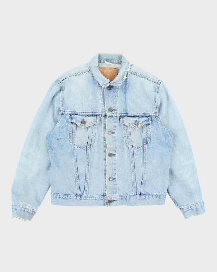 Vintage 90's Pre Distressed Light Wash Denim Jacket - M