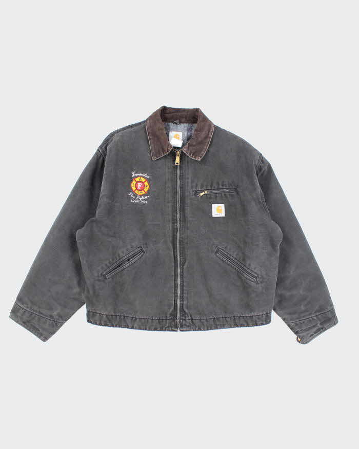 Vintage Carhartt J01 Embroidered Black Detroit Jacket - XL
