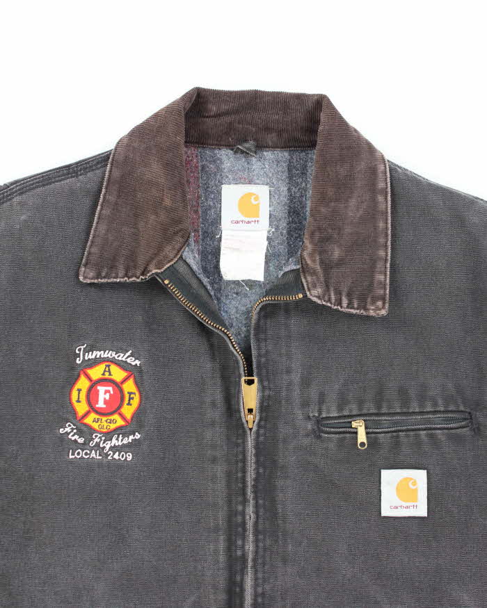 Vintage Carhartt J01 Embroidered Black Detroit Jacket - XL