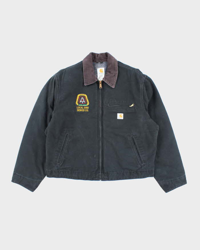 Vintage Carhartt J01 Embroidered Black Detroit Jacket - XL