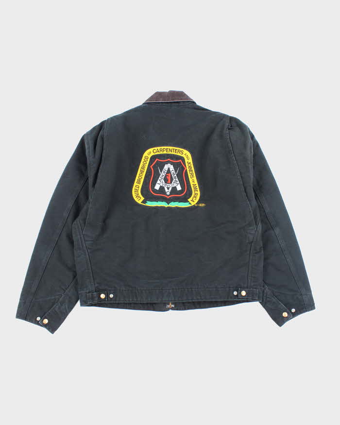 Vintage Carhartt J01 Embroidered Black Detroit Jacket - XL
