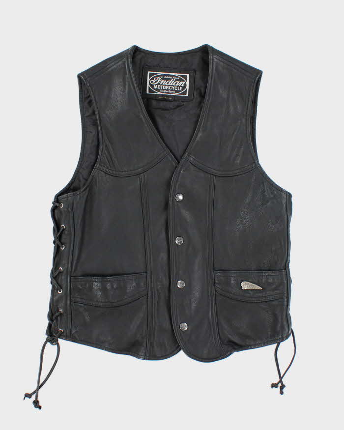 Vintage 90s Indian Motorcycle Lace-up Leather Vest - S