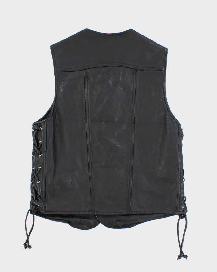 Vintage 90s Indian Motorcycle Lace-up Leather Vest - S
