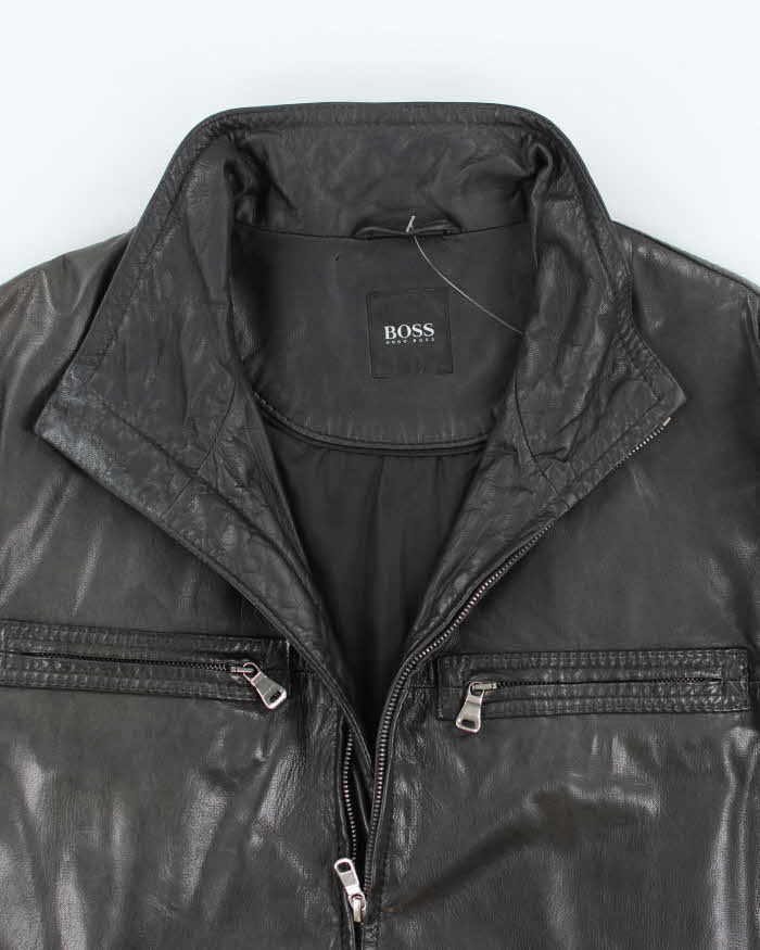 Vintage 2000's Hugo Boss Leather Biker Jacket - M