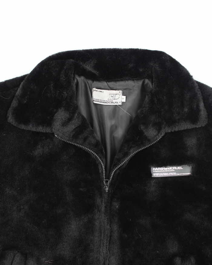 Harsh And Cruel Black Faux Fur Bomber Jacket - S