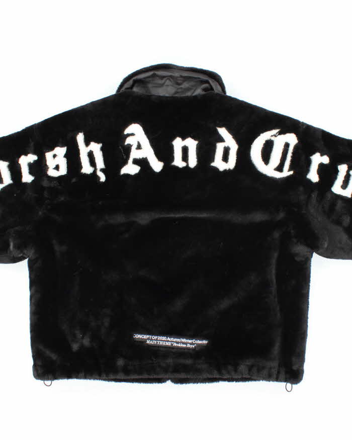 Harsh And Cruel Black Faux Fur Bomber Jacket - S