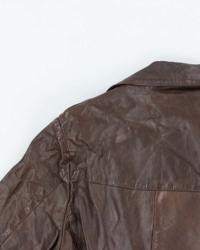 Vintage 70's Heavyweight Lined Double Breasted Button Up Leather Jacket - L