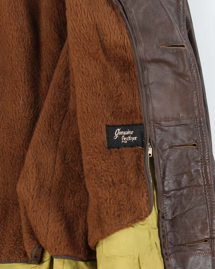 Vintage 70's Heavyweight Lined Double Breasted Button Up Leather Jacket - L