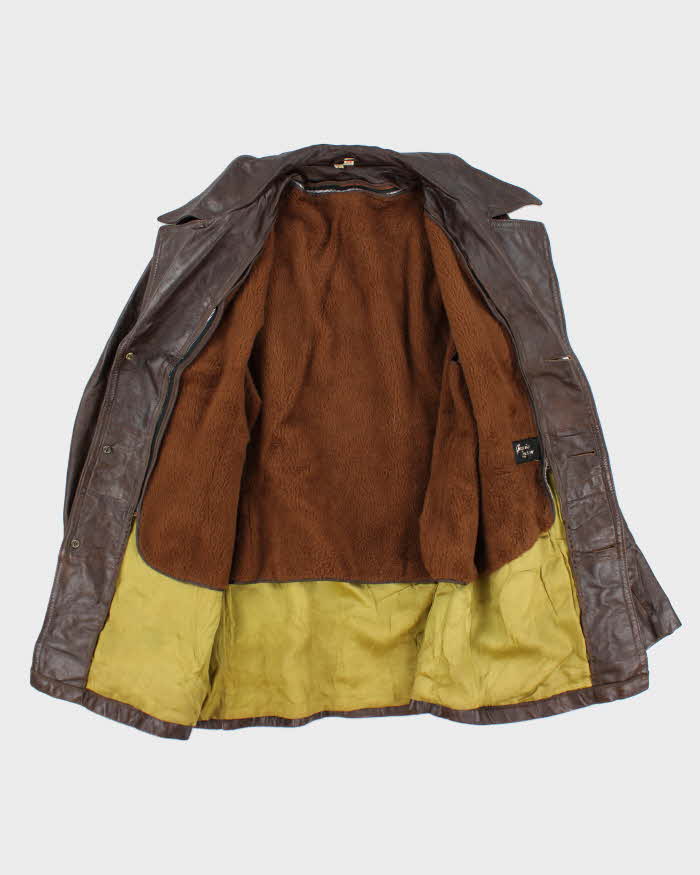 Vintage 70's Heavyweight Lined Double Breasted Button Up Leather Jacket - L