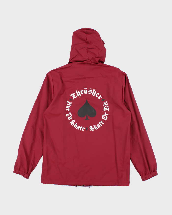 Thrasher Magazine Skateboarding Spade Graphic Print Hooded Coach Jacket - S