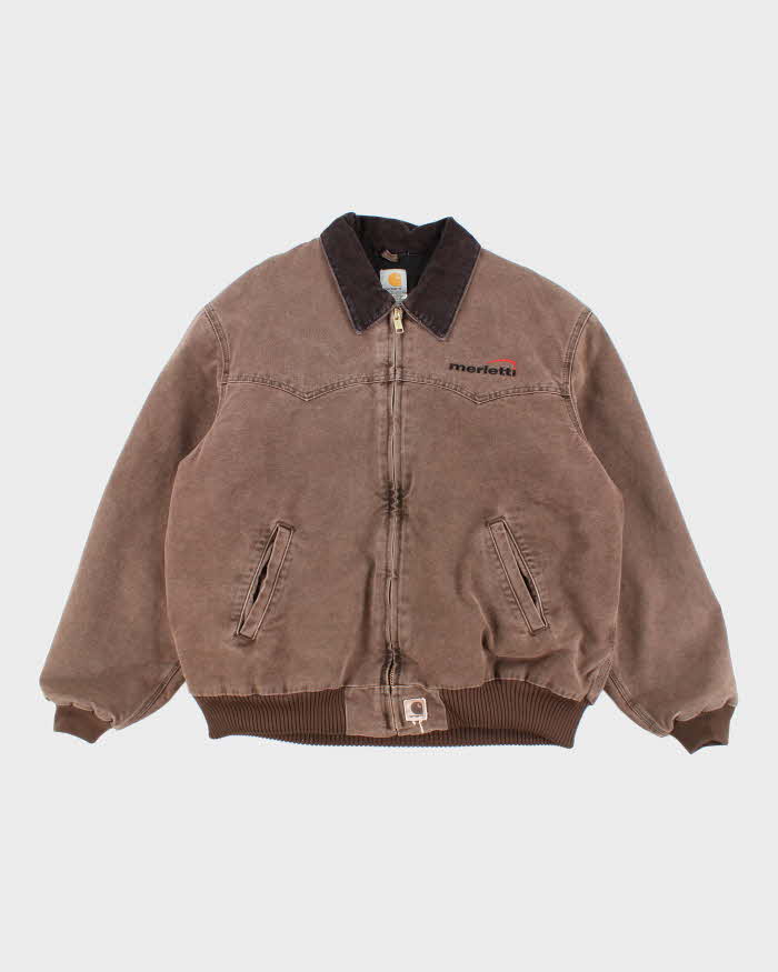 Vintage Carhartt Lined Embroidered Collared Workwear Jacket - XXL