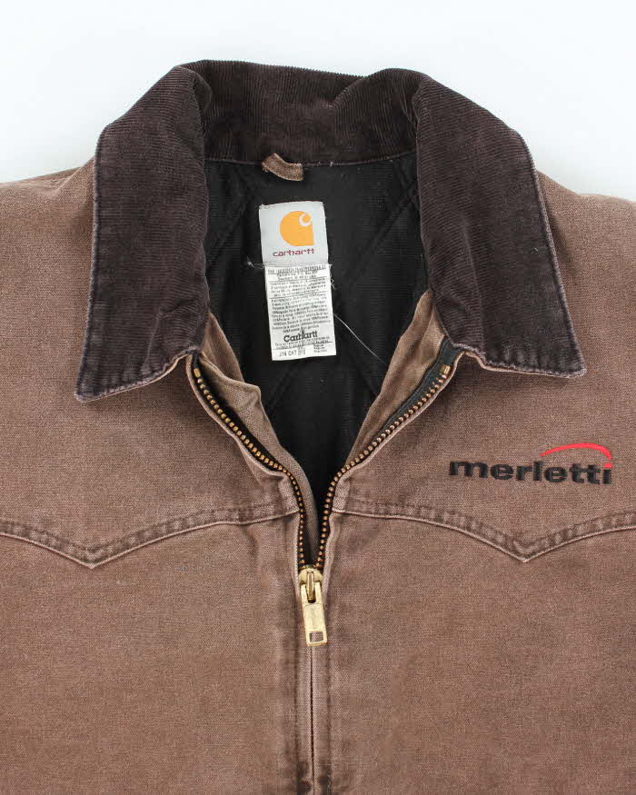Vintage Carhartt Lined Embroidered Collared Workwear Jacket - XXL