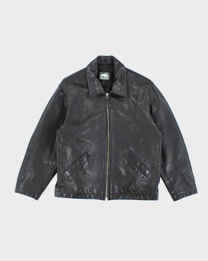 Vintage Roots Boxy Black Leather Jacket - L – Rokit