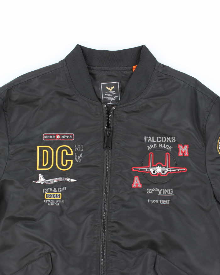 Vintage 2000's Embroidered Bomber Style Flight Jacket - M
