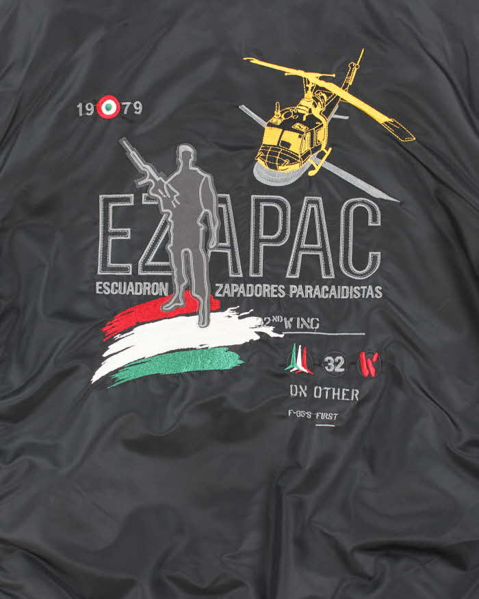 Vintage 2000's Embroidered Bomber Style Flight Jacket - M