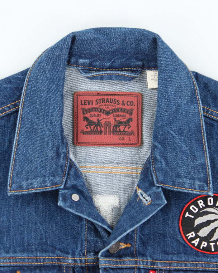 Vintage Levi's Toronto Raptors NBA Embroidered Denim Jacket - L