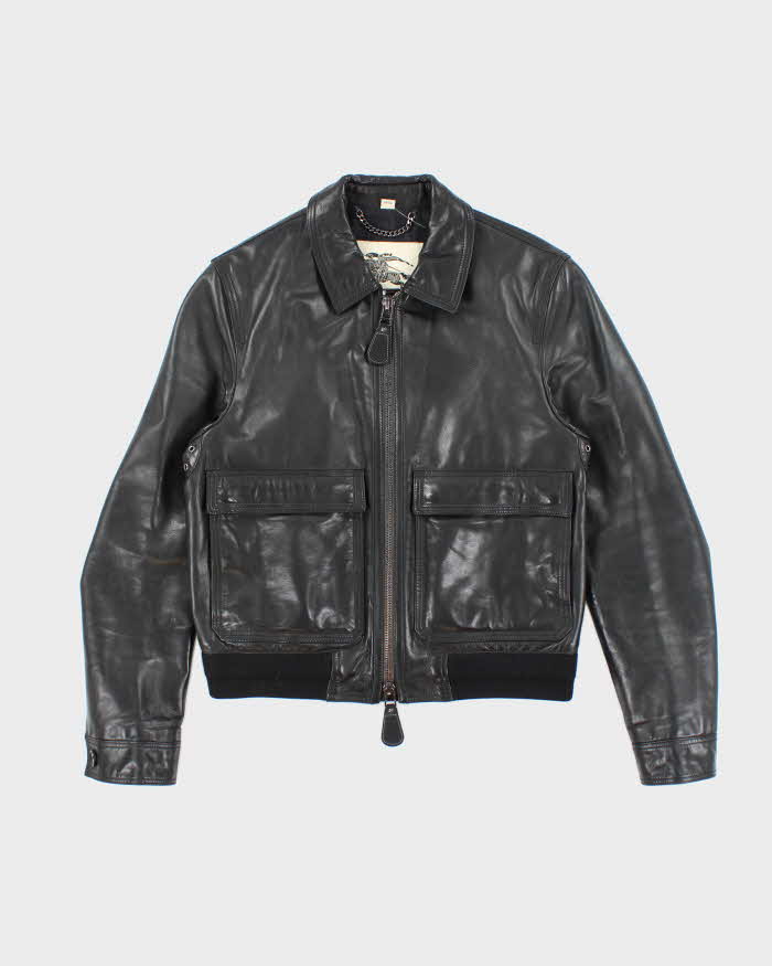 Vintage Y2K Burberry Heavyweight Lined Leather Jacket - M