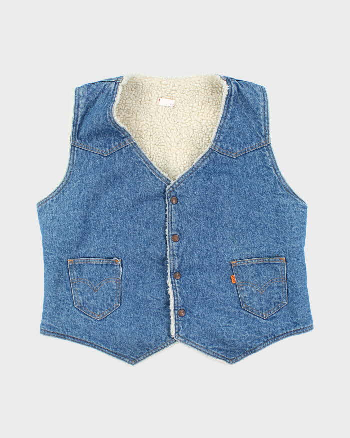 Vintage 80's Levi's Orange Tab Fleece Lined Denim Gilet - M