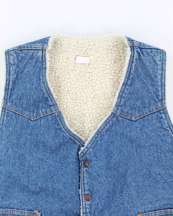 Vintage 80's Levi's Orange Tab Fleece Lined Denim Gilet - M