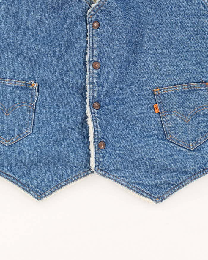 Vintage 80's Levi's Orange Tab Fleece Lined Denim Gilet - M