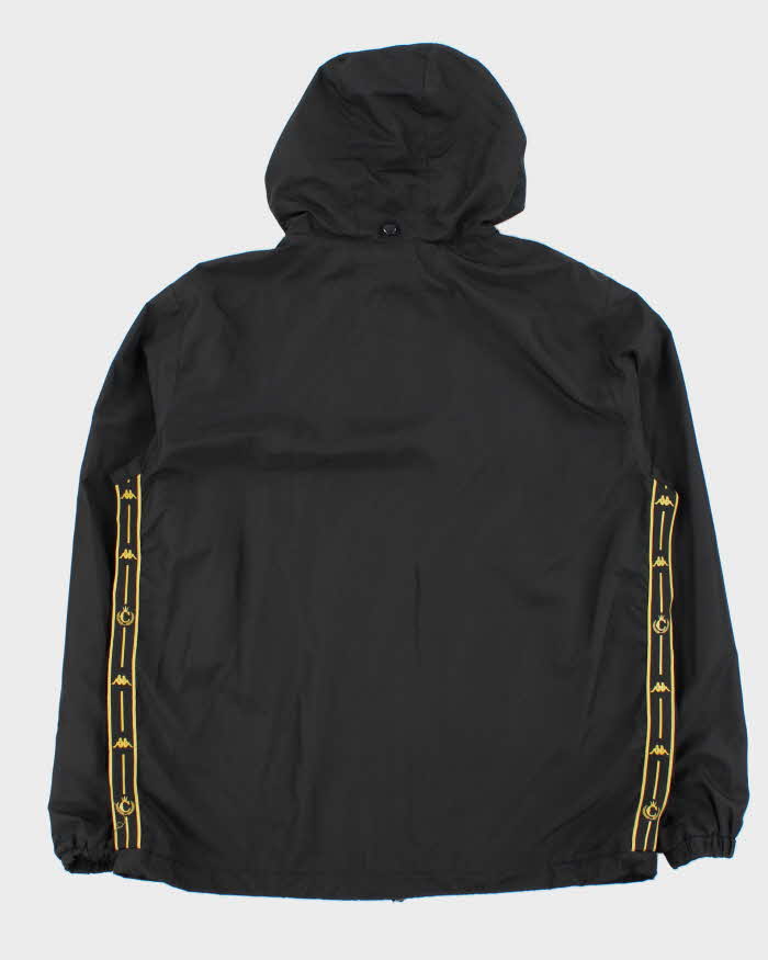 Kappa Hooded Black Logo Quarter Zip Windbreaker Jacket - L