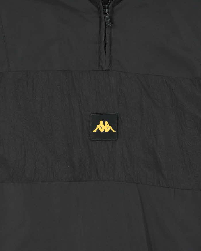 Kappa Hooded Black Logo Quarter Zip Windbreaker Jacket - L