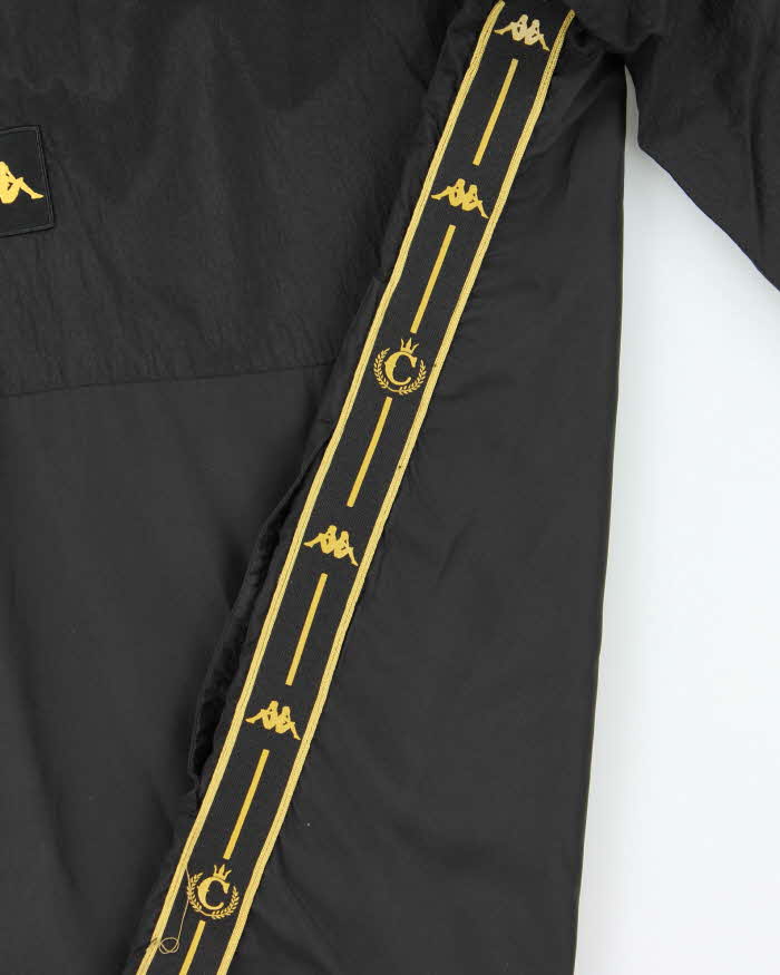 Kappa Hooded Black Logo Quarter Zip Windbreaker Jacket - L