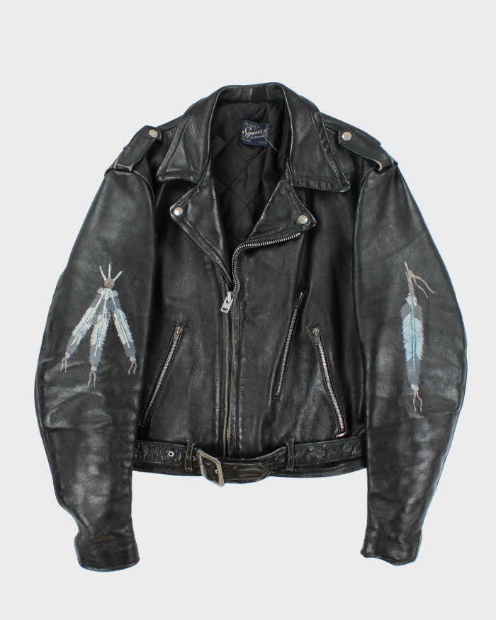 Vintage 1960s Symax Hand Painted Classic Horsehide Leather Biker