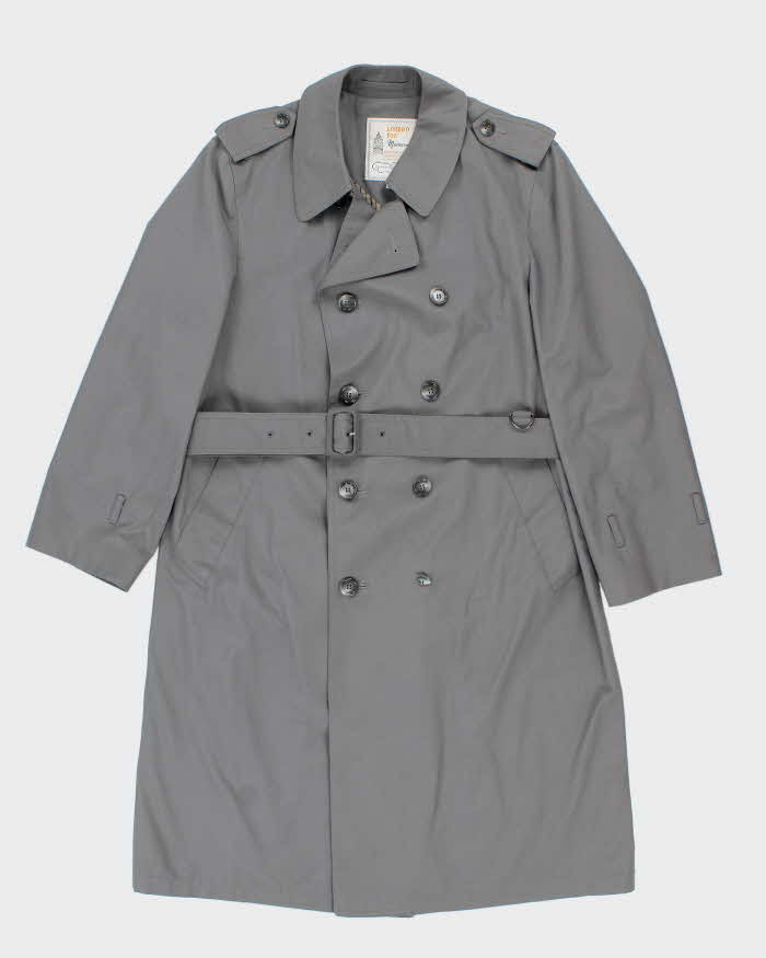 Vintage 1980s London Fog Grey Oversized Weatherproof Trench Coat
