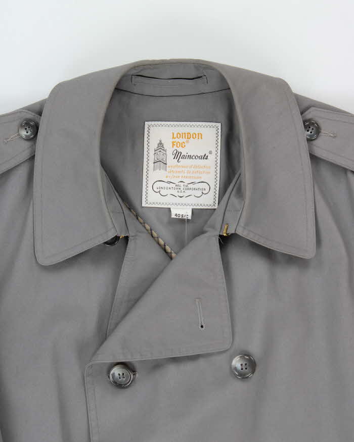 Vintage 1980s London Fog Grey Oversized Weatherproof Trench Coat - L