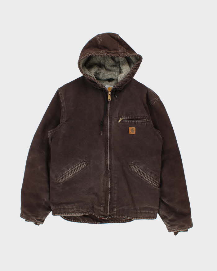 carhartt J141 フェード アクティブジャケット シェルパ L モス Vintage 00s Carhartt J141 Sherpa Lined Active Workwear Jacket - M