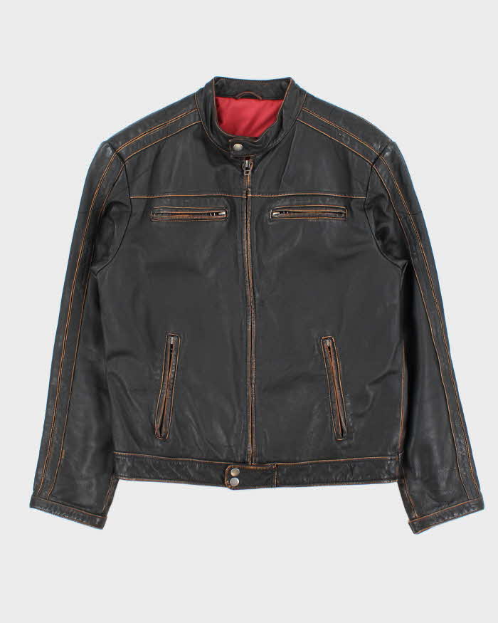 Vintage Y2K 00s Danier Leather Cafe Racer Biker Jacket - S – Rokit